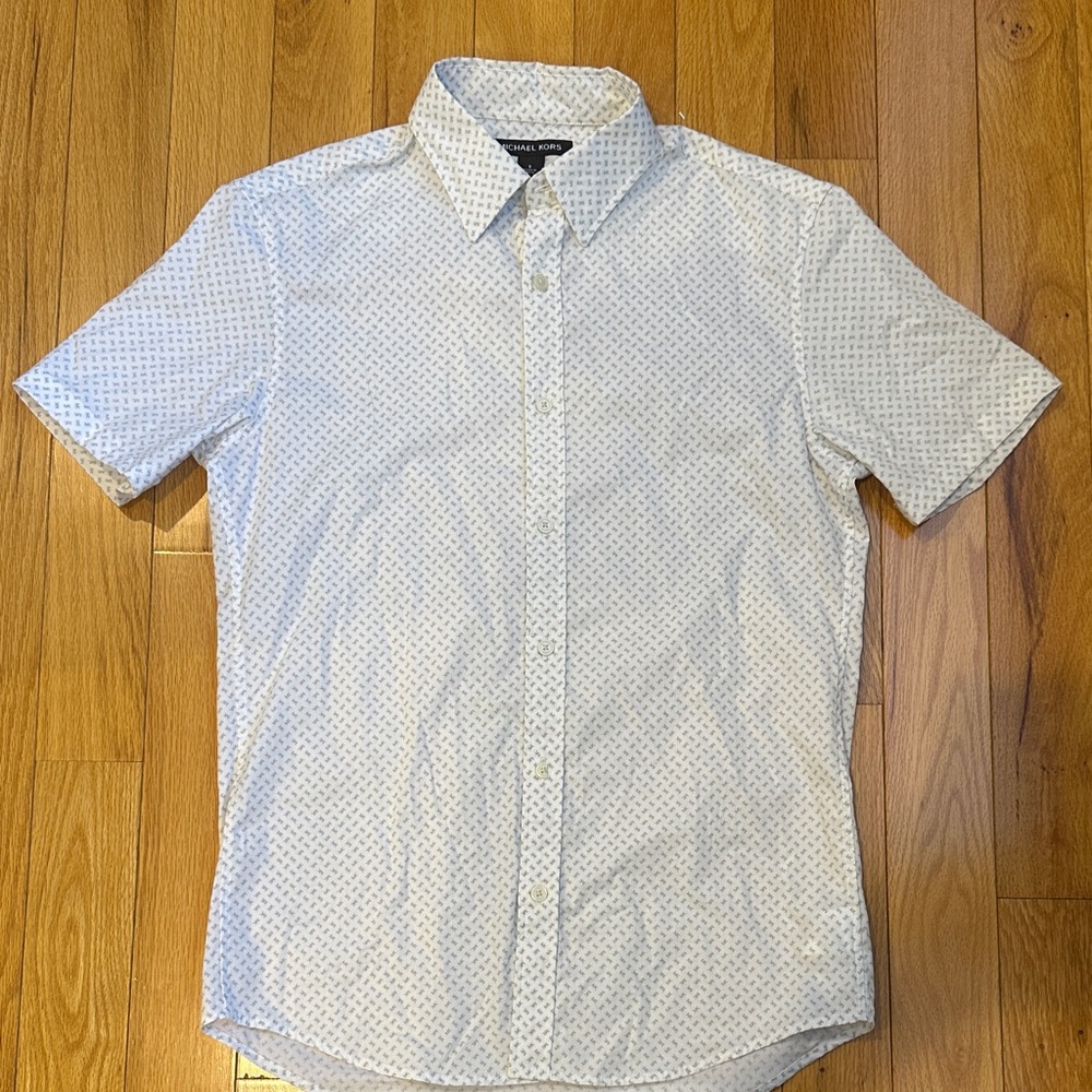 Like New Michael Kors Casual White and Gray Men's Shirt size:S